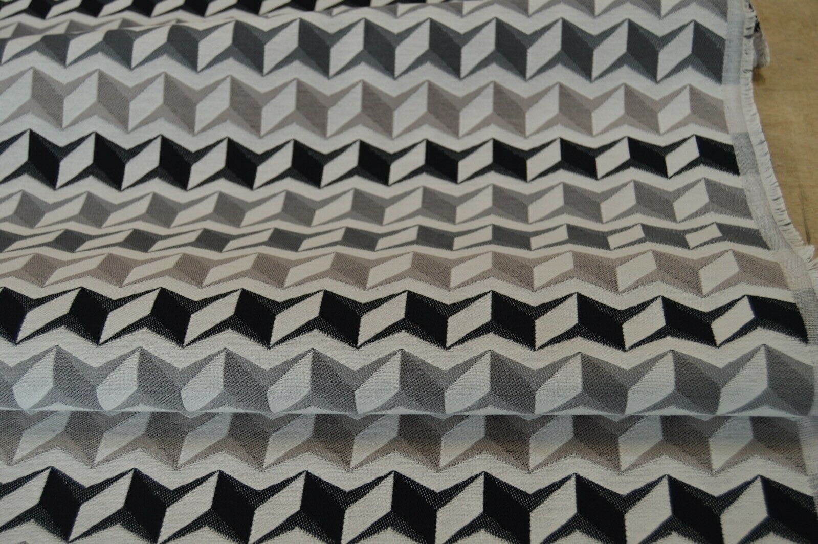 fabric upholstery black grey silver geometric flat weave robust durable thick - Image 8