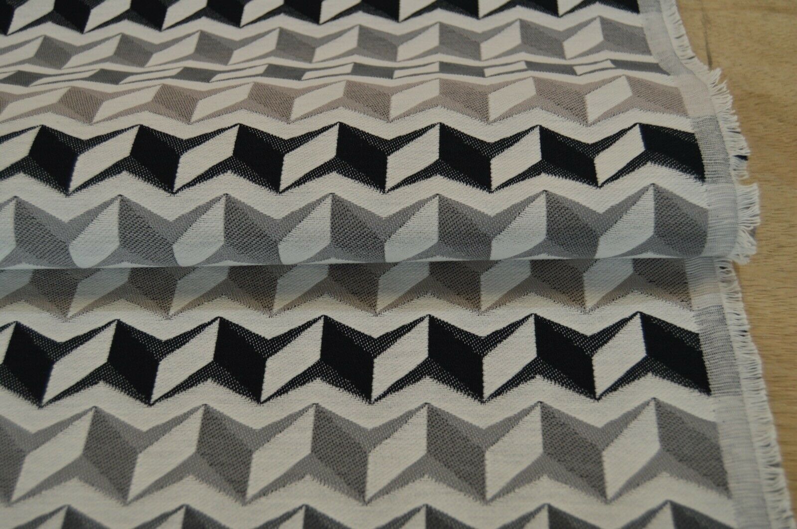 fabric upholstery black grey silver geometric flat weave robust durable thick - Image 9