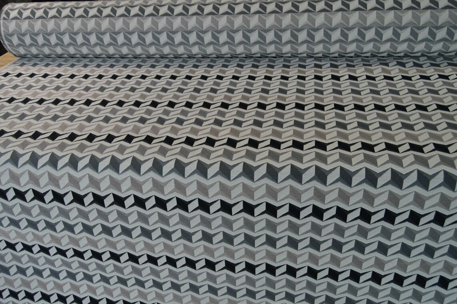 fabric upholstery black grey silver geometric flat weave robust durable thick