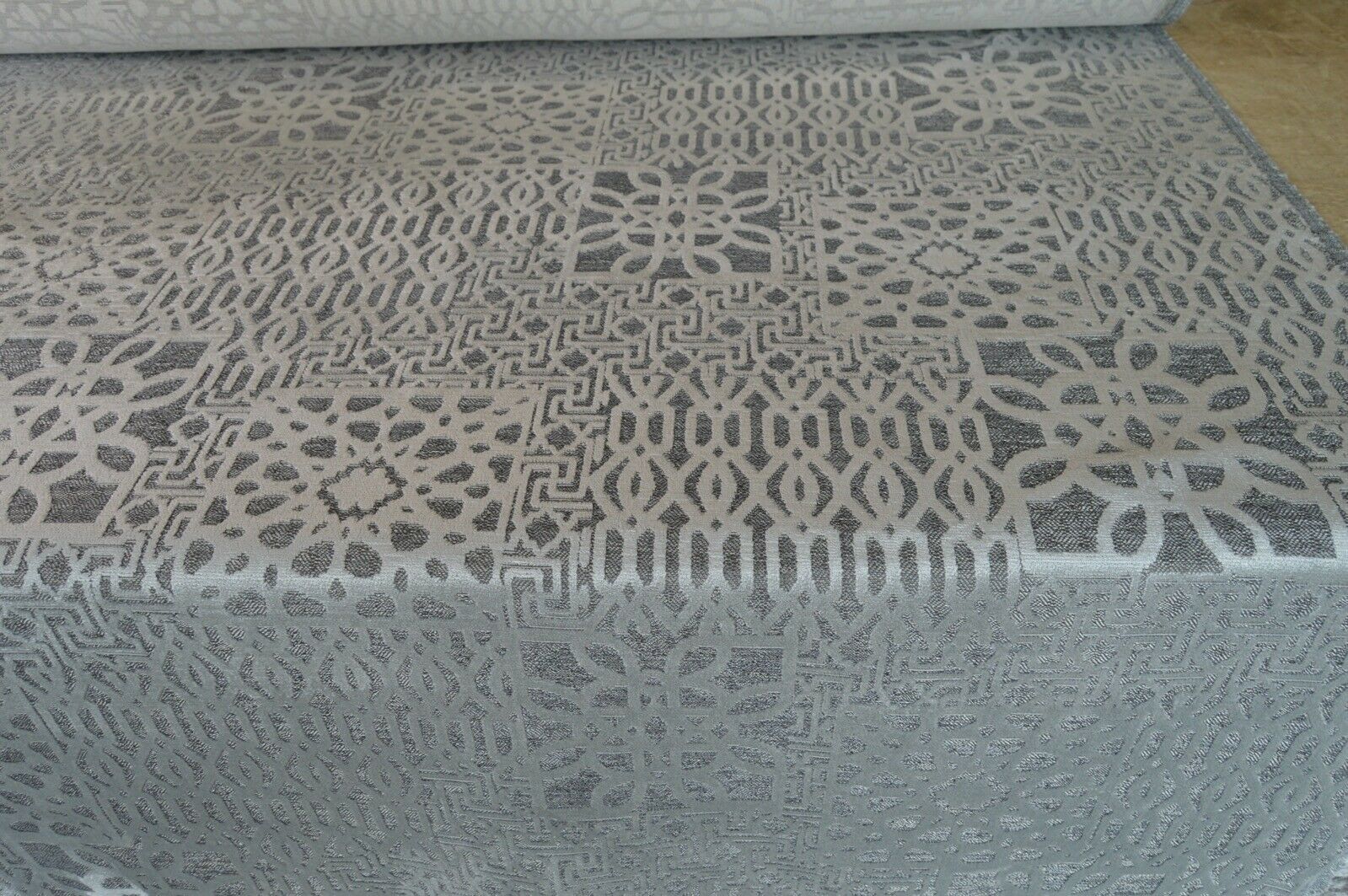 fabric upholstery silver geometric metallic back ground textured robust durable - Image 3