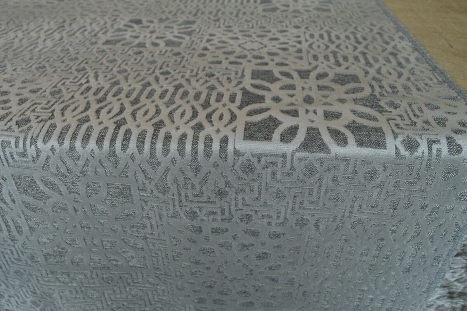 fabric upholstery silver geometric metallic back ground textured robust durable - Image 5