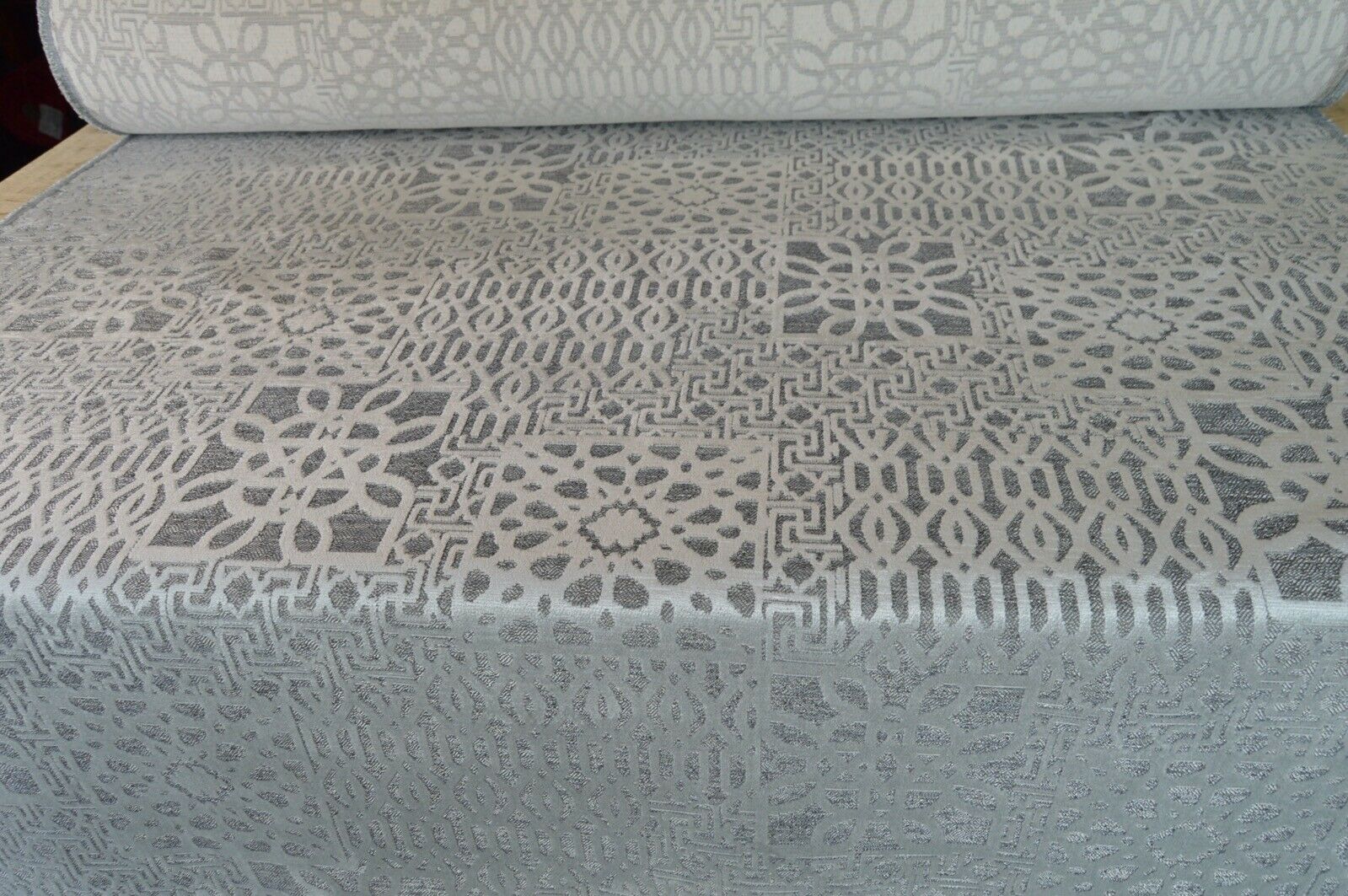 fabric upholstery silver geometric metallic back ground textured robust durable - Image 6