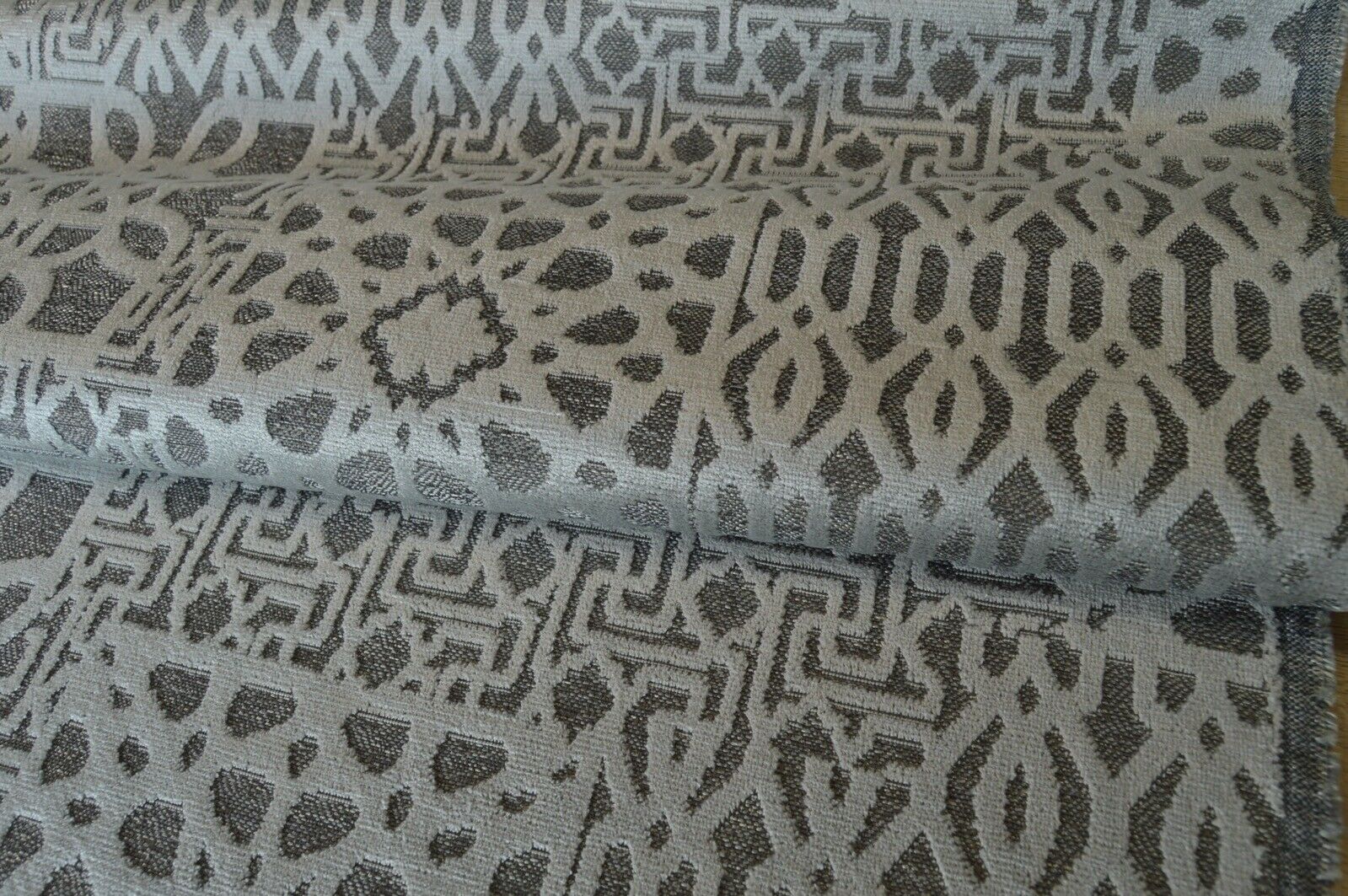 fabric upholstery silver geometric metallic back ground textured robust durable - Image 9