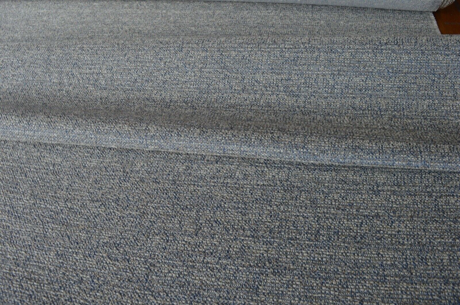 upholstery fabric blue cream and beige basket weave robust durable - Image 3