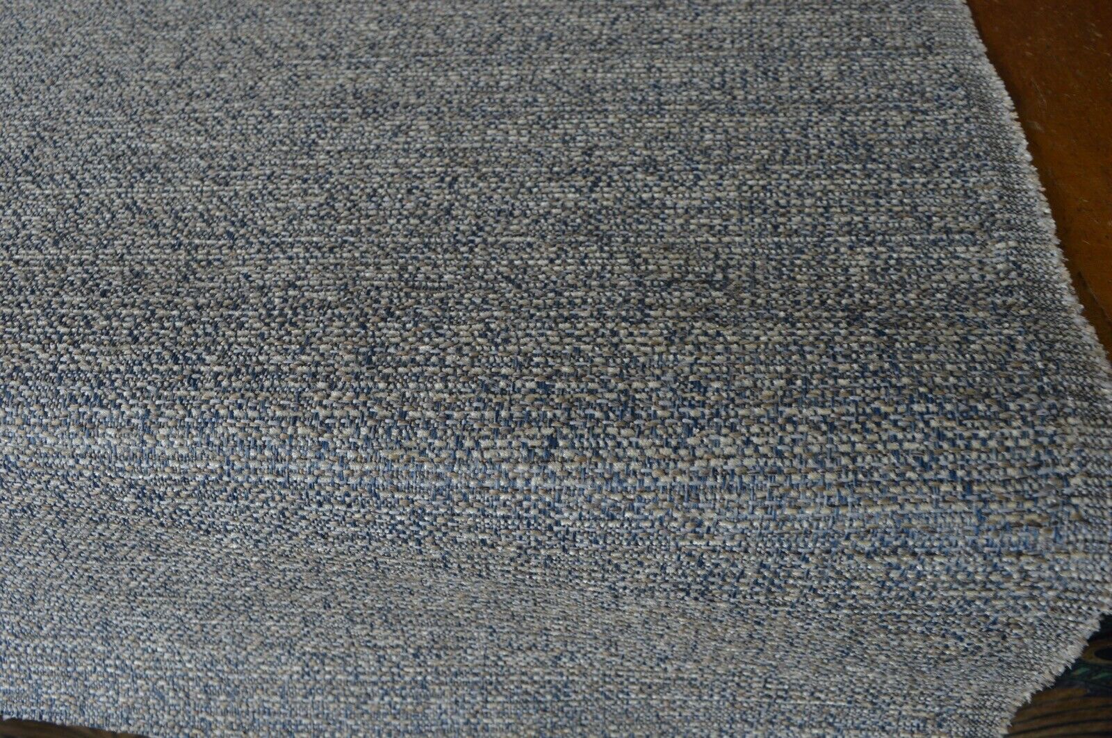 upholstery fabric blue cream and beige basket weave robust durable - Image 4