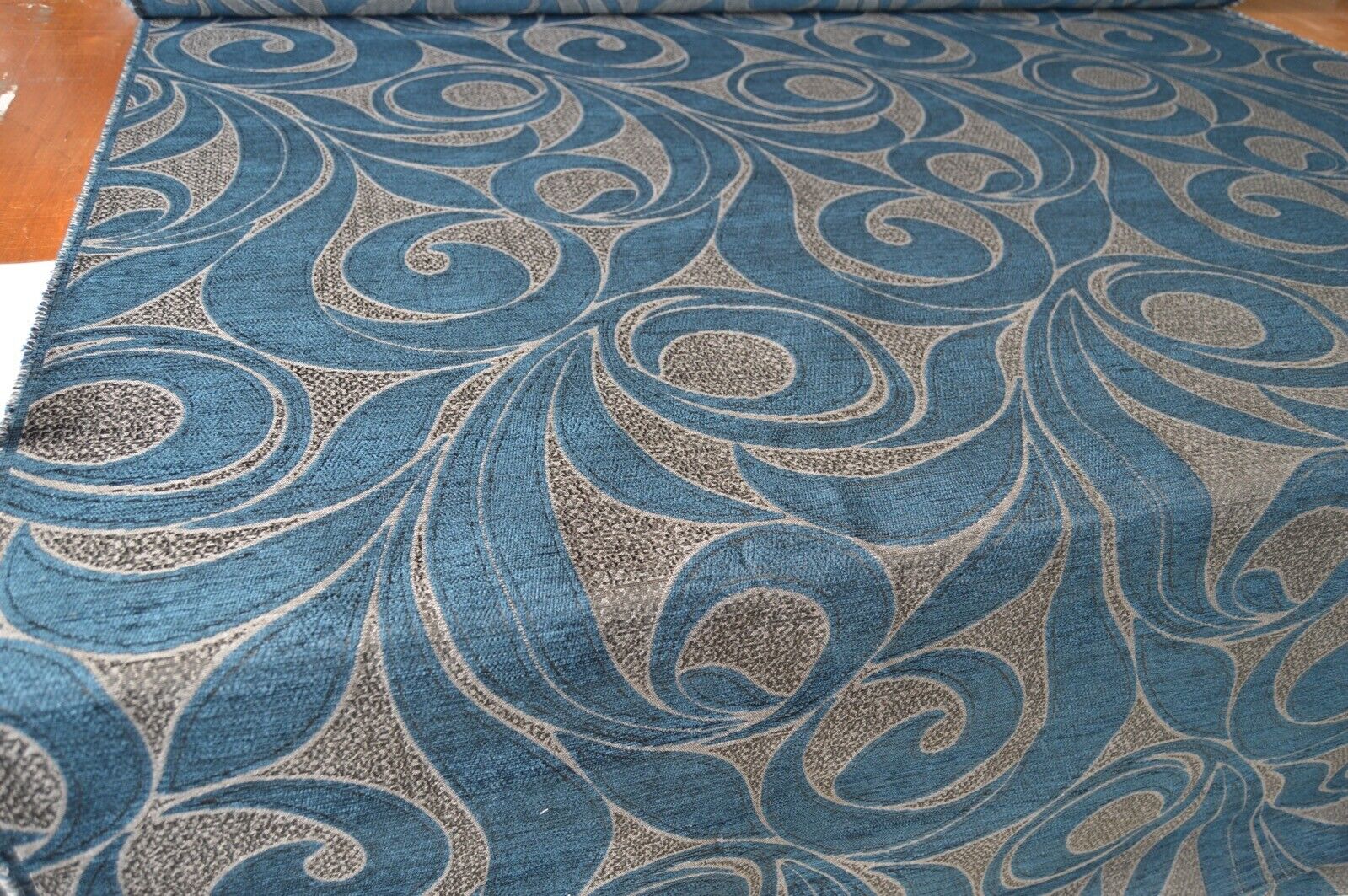 upholstery fabric blue grey charcoal shades geometric chenille robust
