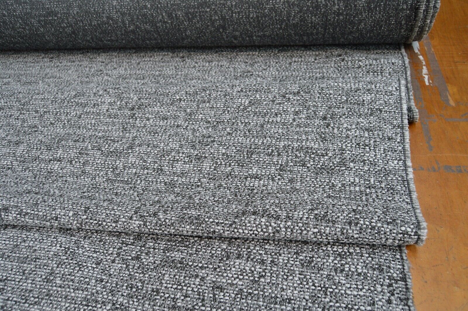 upholstery fabric charcoal grey cream textured weave robust durable - Image 3