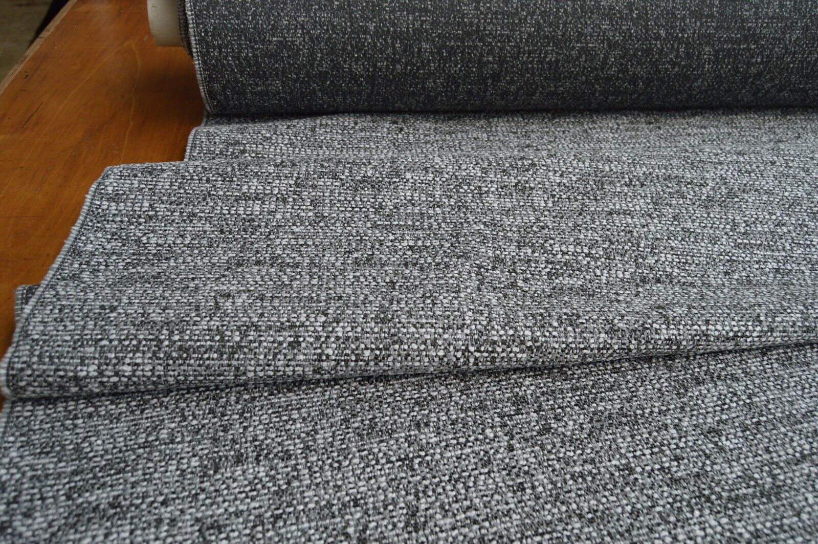 upholstery fabric charcoal grey cream textured weave robust durable - Image 5