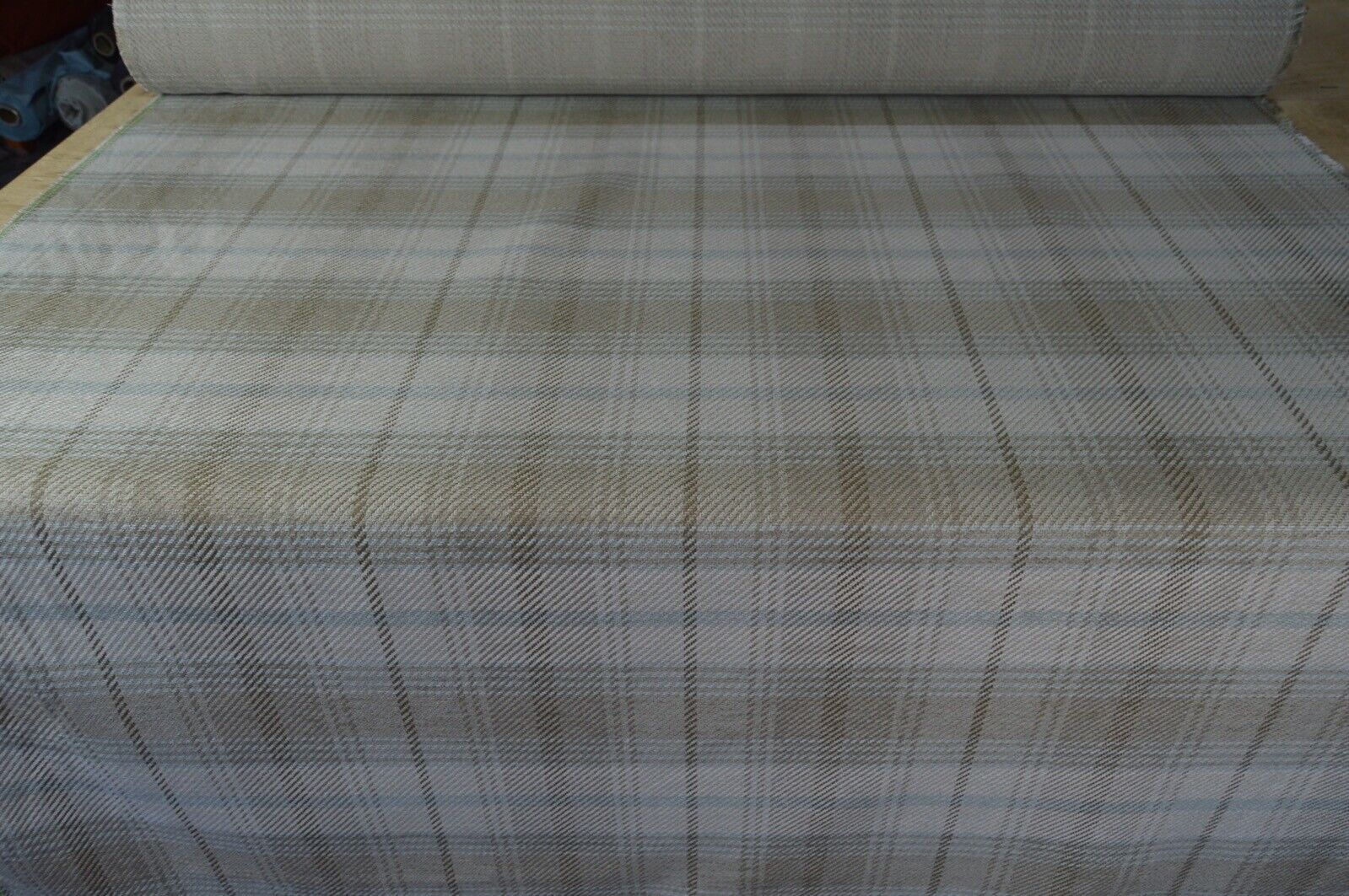 upholstery fabric cream camel checked twill style chenille robust - Image 11