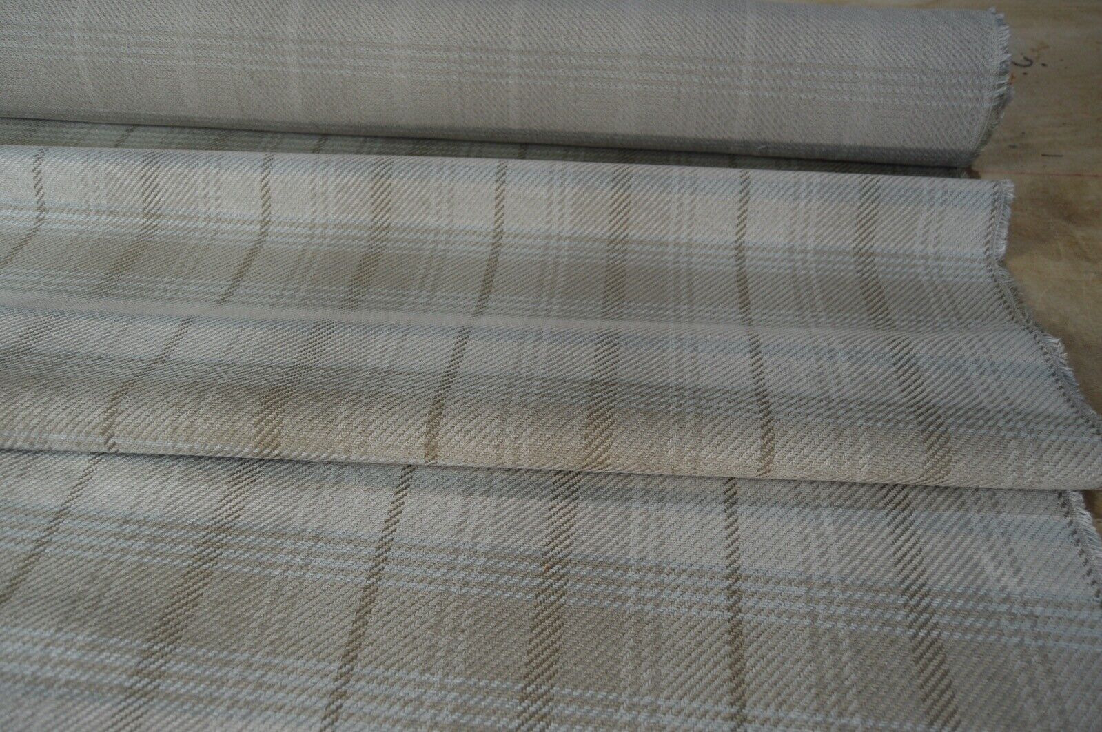 upholstery fabric cream camel checked twill style chenille robust - Image 6