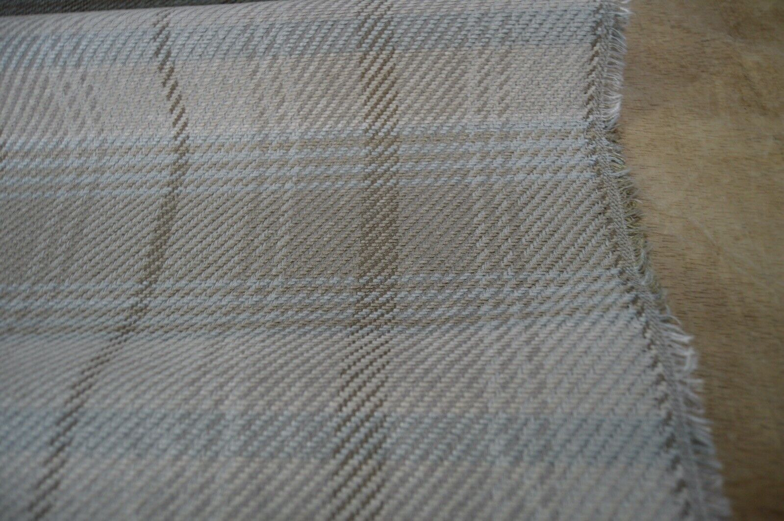 upholstery fabric cream camel checked twill style chenille robust - Image 10