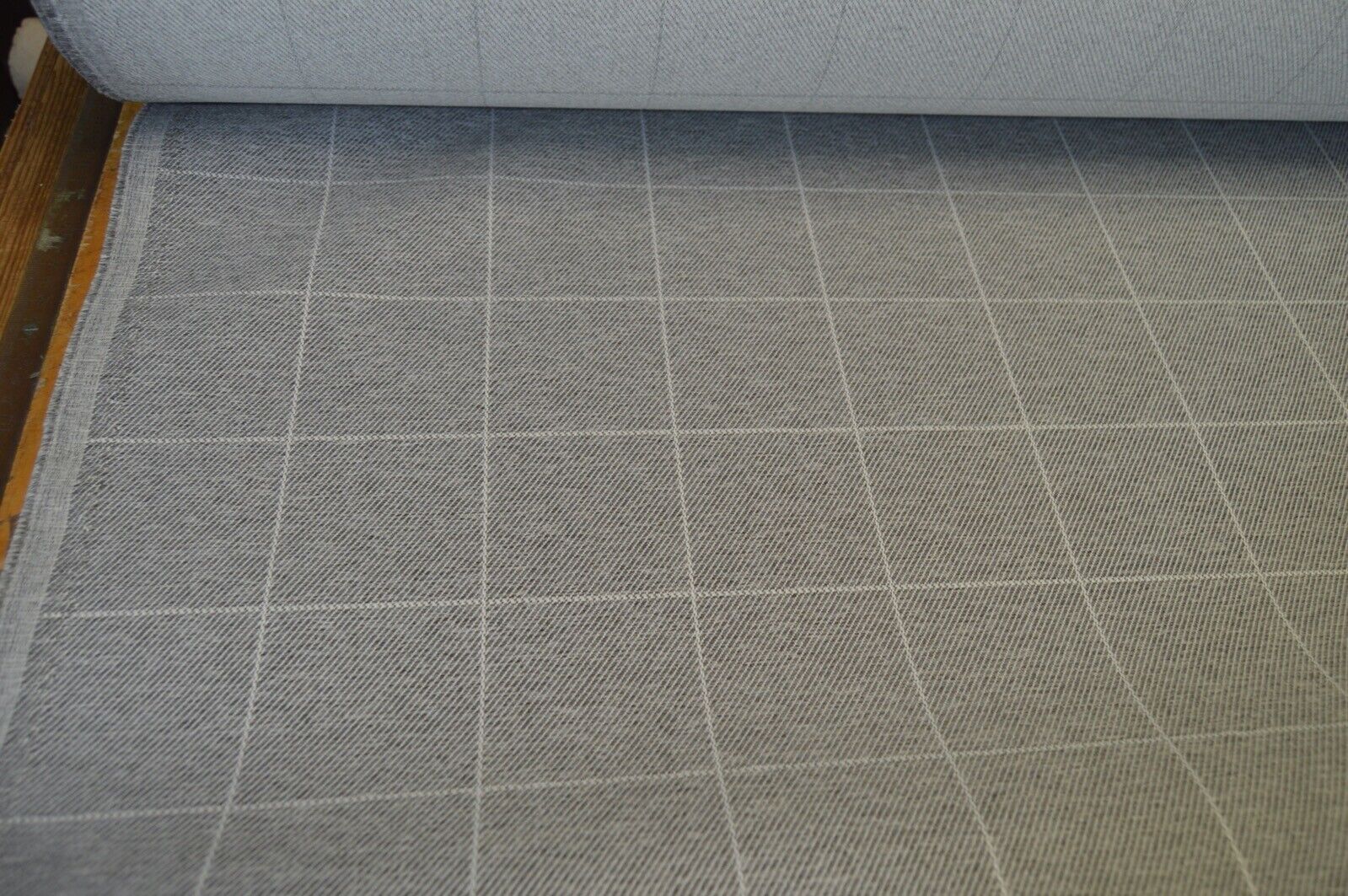 upholstery fabric grey linen look style checked robust durable - Image 3