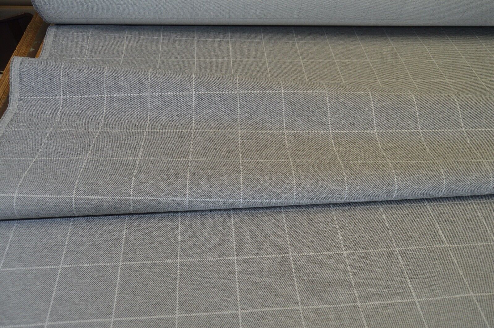 upholstery fabric grey linen look style checked robust durable - Image 4