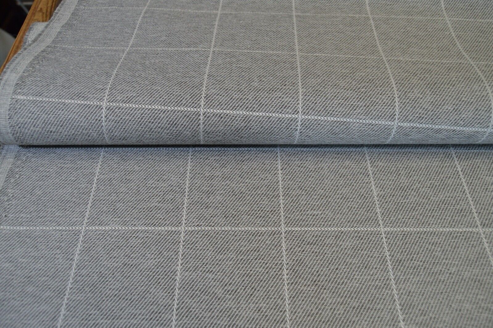 upholstery fabric grey linen look style checked robust durable - Image 5