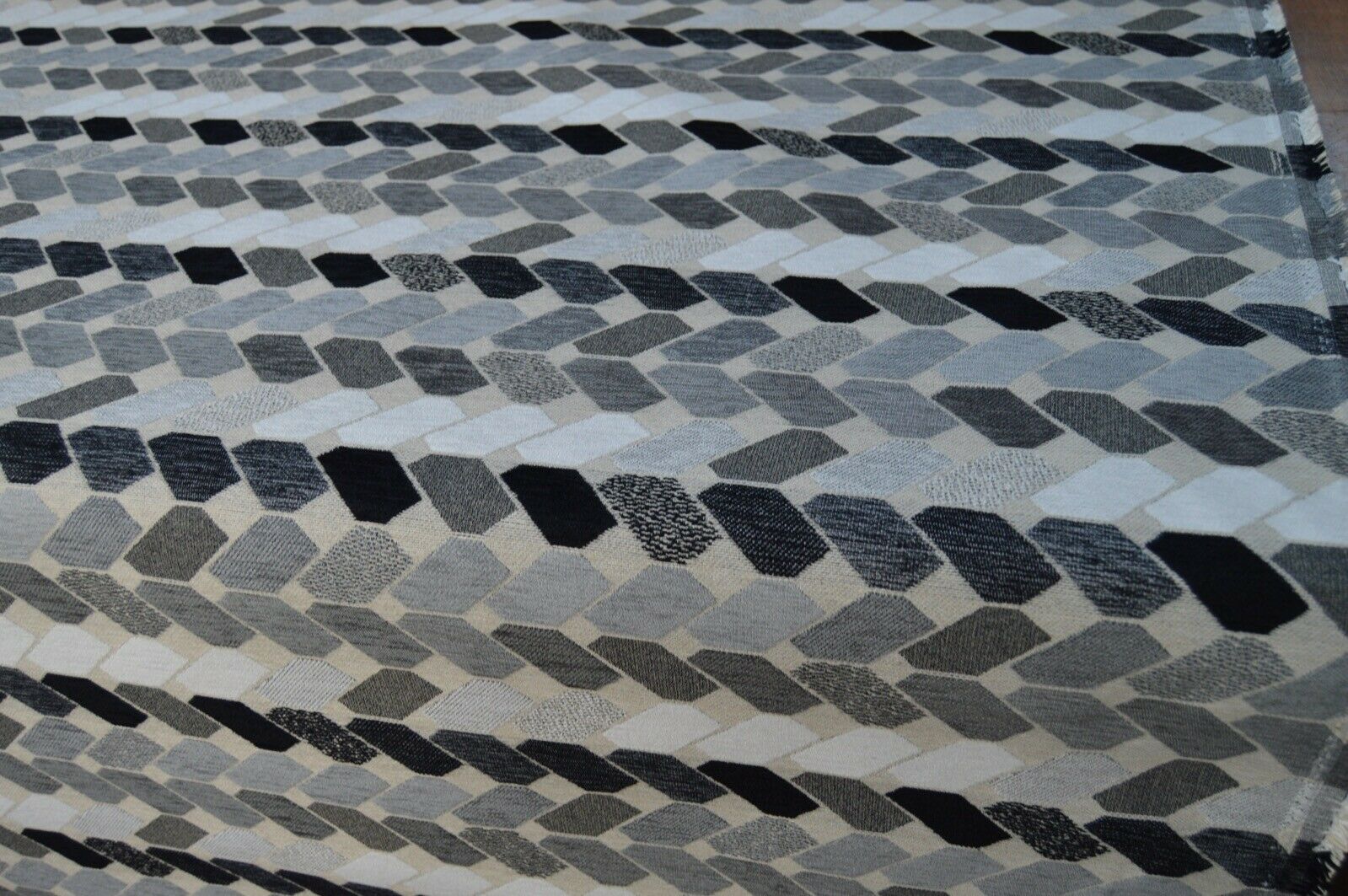 upholstery fabric grey shades geometric chenille weave robust durable - Image 3