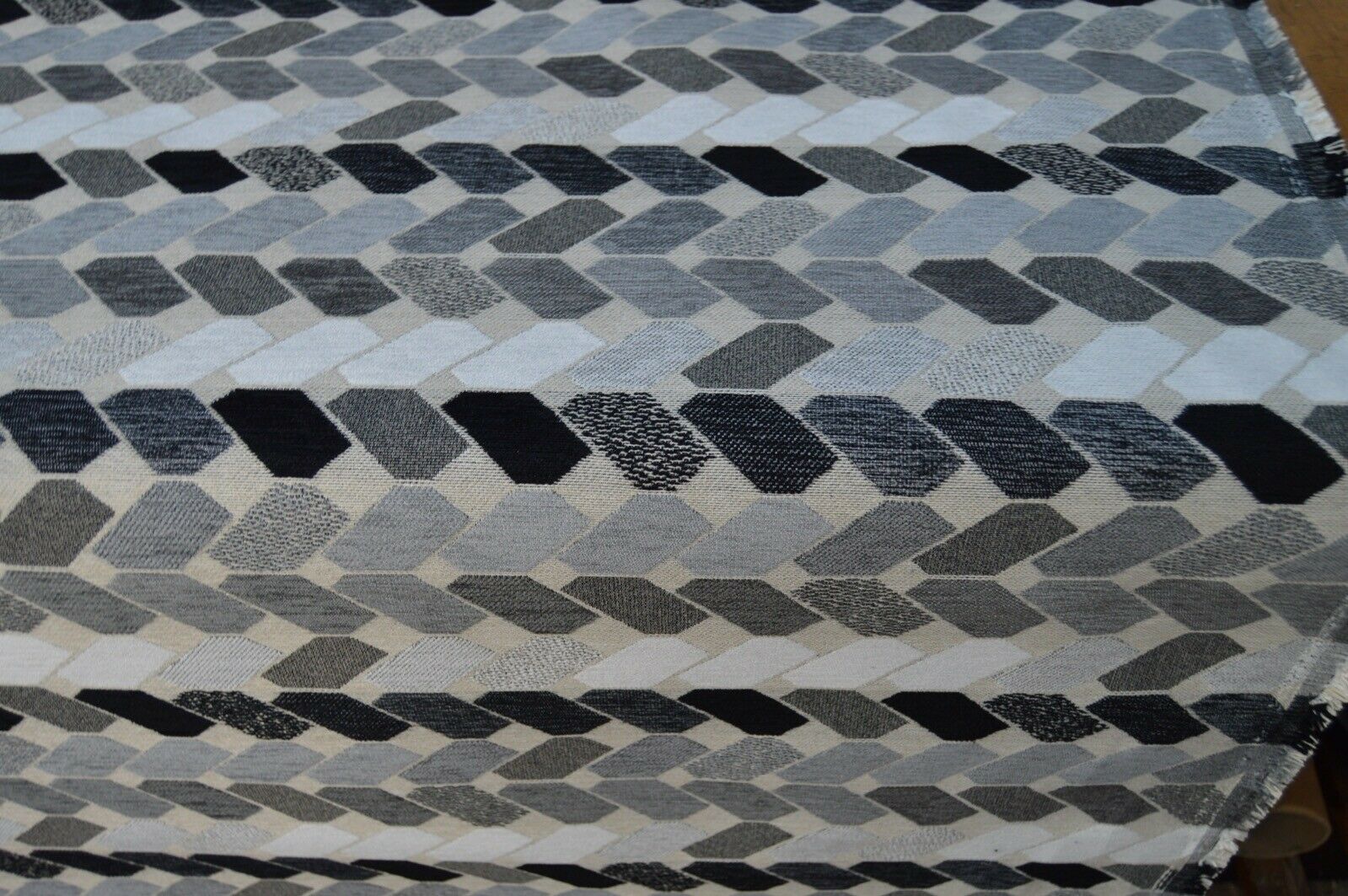 upholstery fabric grey shades geometric chenille weave robust durable - Image 4