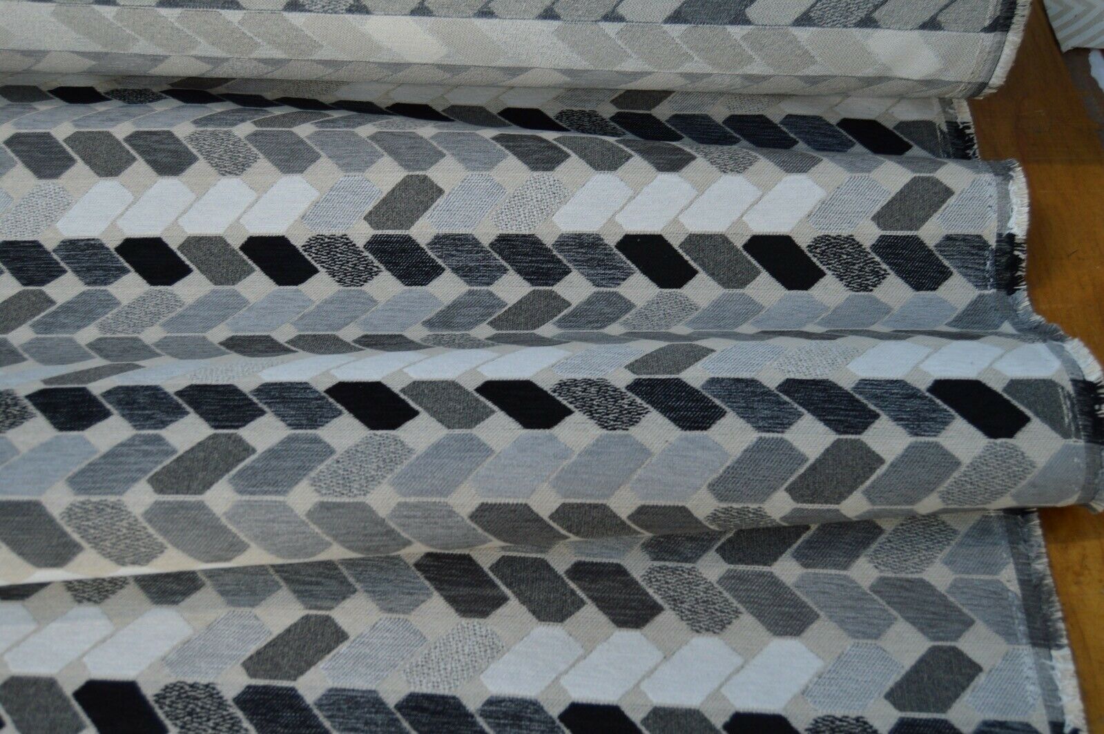 upholstery fabric grey shades geometric chenille weave robust durable - Image 5