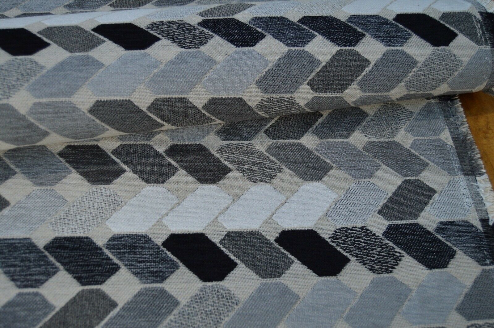 upholstery fabric grey shades geometric chenille weave robust durable - Image 6