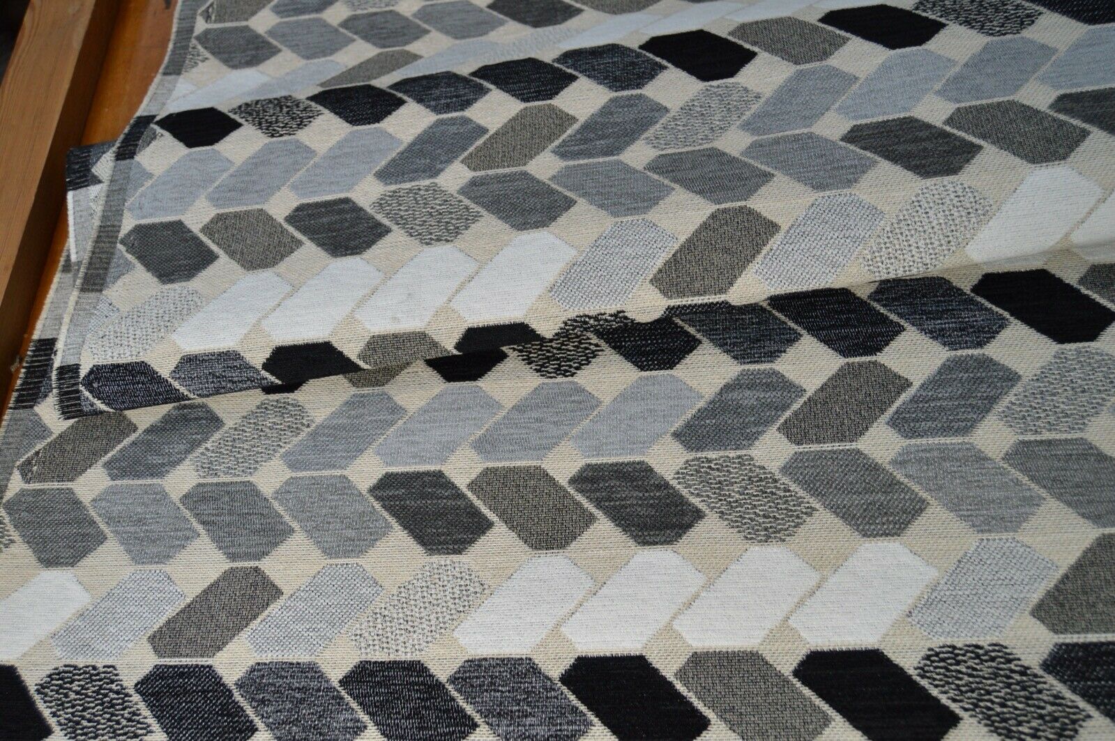 upholstery fabric grey shades geometric chenille weave robust durable - Image 7