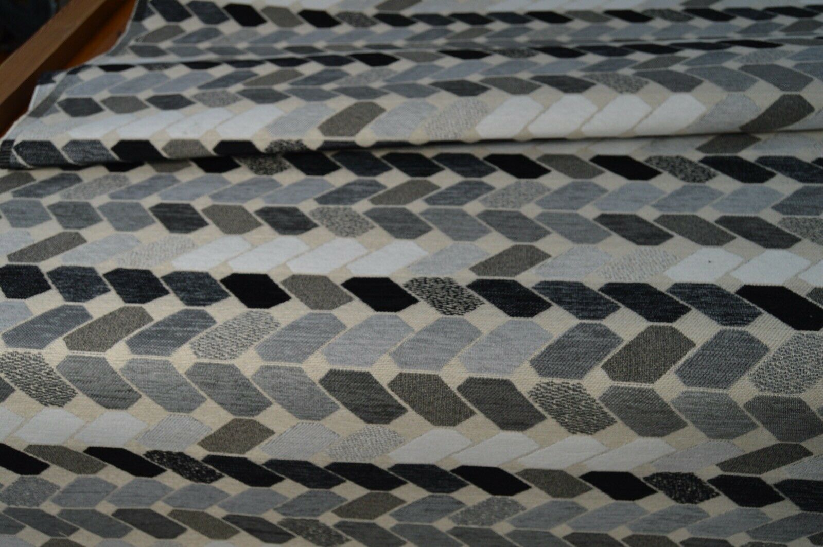 upholstery fabric grey shades geometric chenille weave robust durable - Image 8