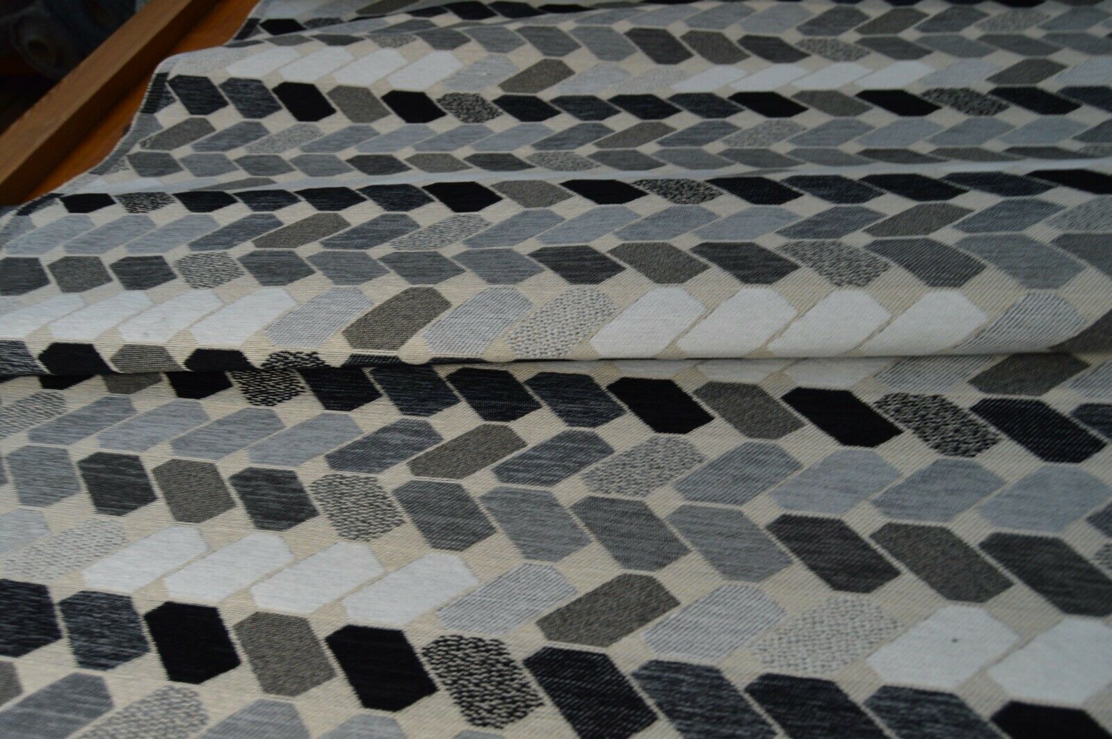 upholstery fabric grey shades geometric chenille weave robust durable - Image 9