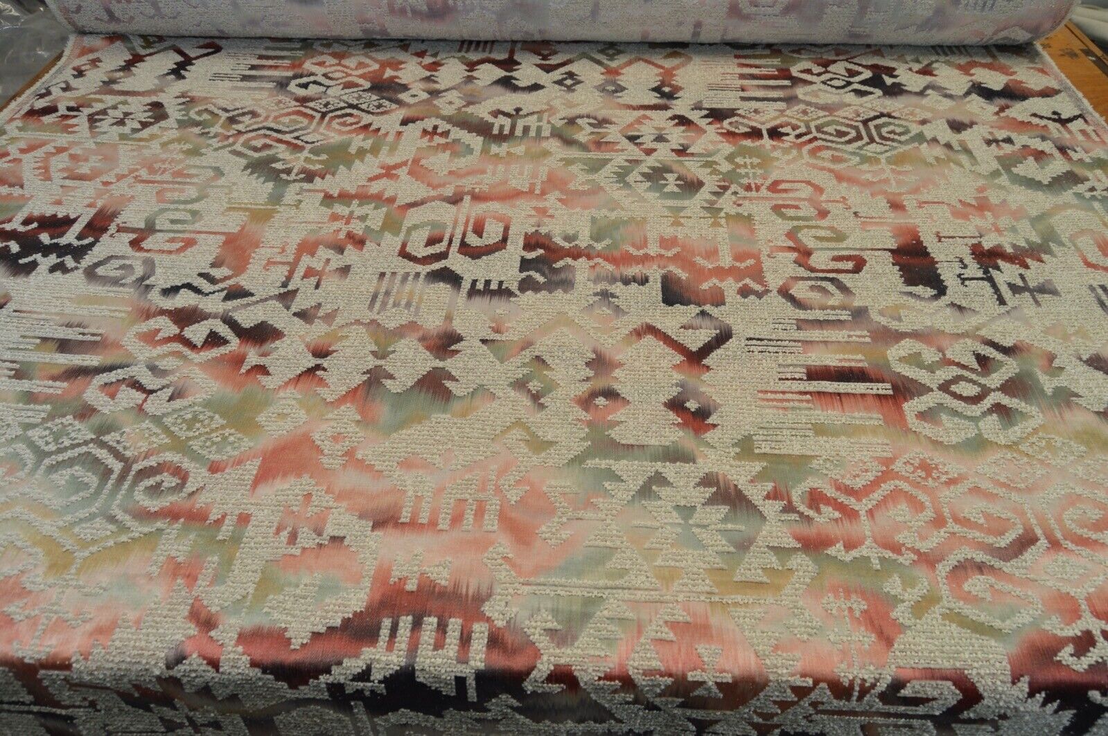 upholstery fabric multicoloured textured chenille / satin look background robust