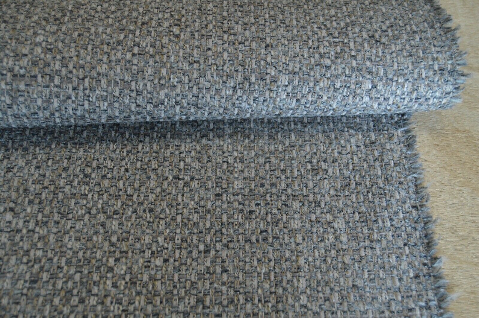 fabric upholstery chunky weave wool effect grey beige shades robust durable - Image 8