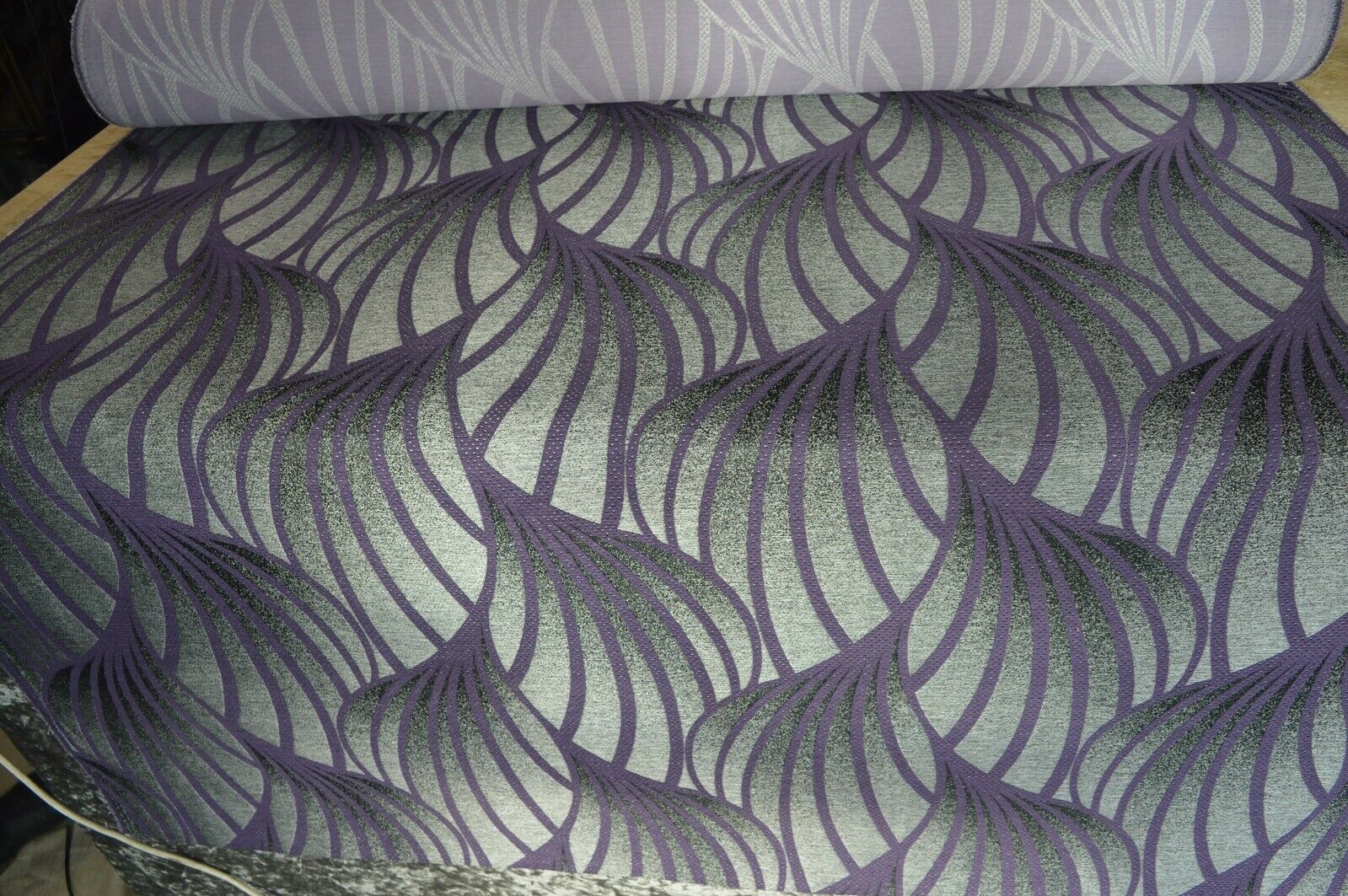 fabric upholstery purple metallic silver geometric chenille robust