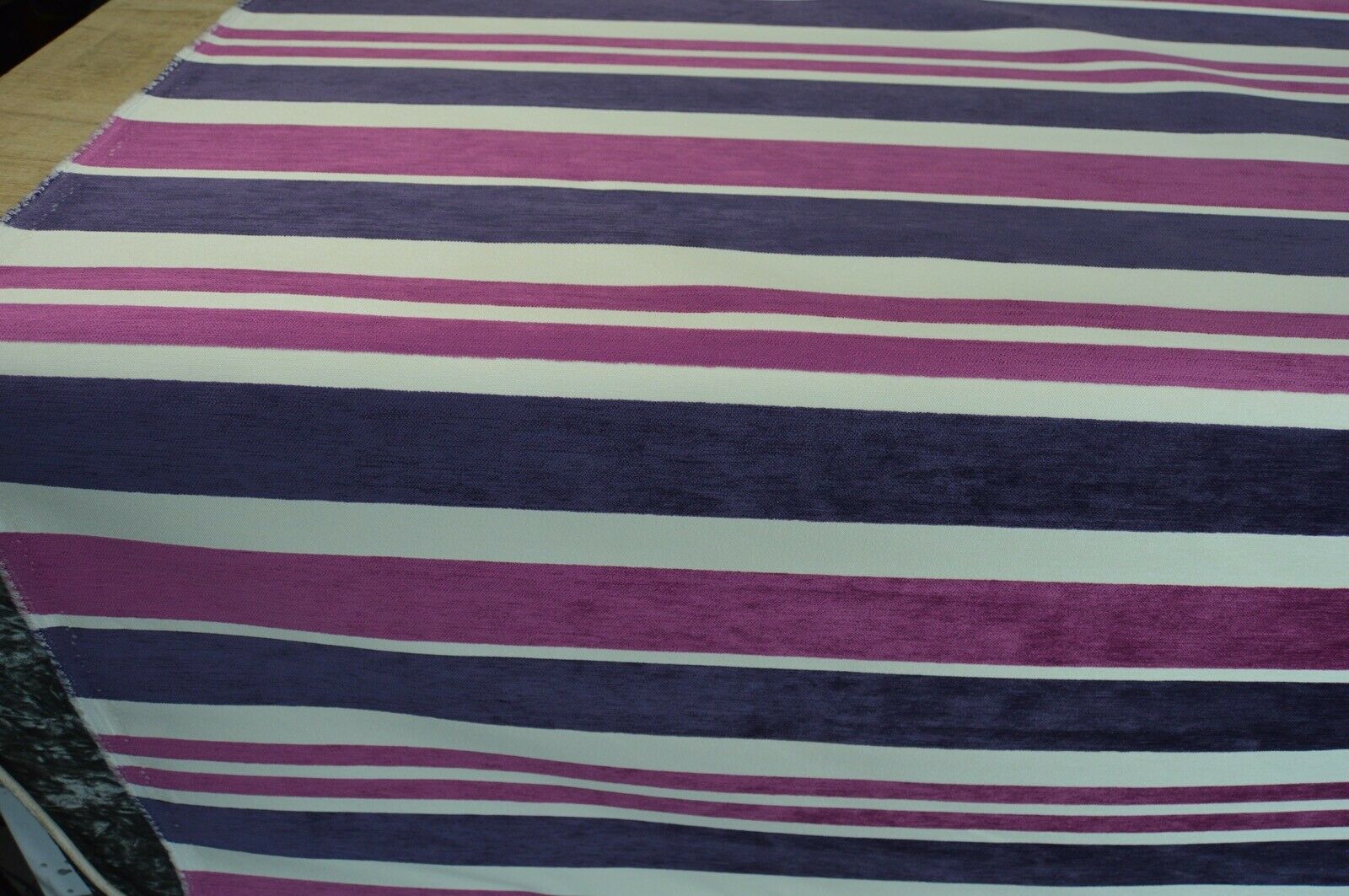 fabric upholstery purple pink cream chenille stripe robust durable - Image 4