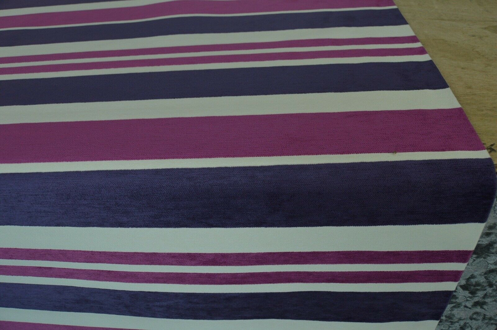 fabric upholstery purple pink cream chenille stripe robust durable - Image 5