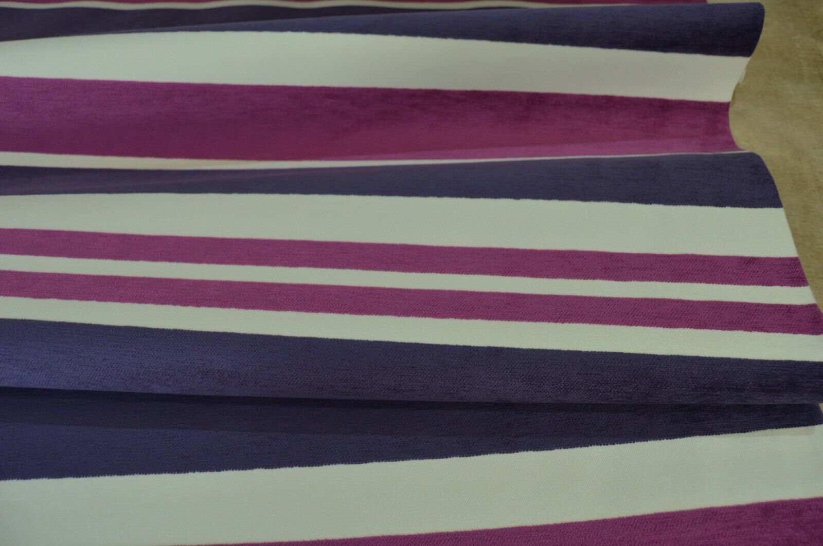 fabric upholstery purple pink cream chenille stripe robust durable - Image 7