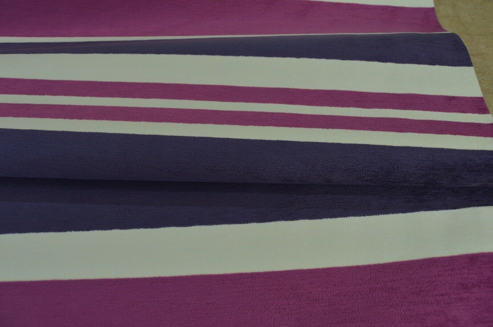 fabric upholstery purple pink cream chenille stripe robust durable - Image 9