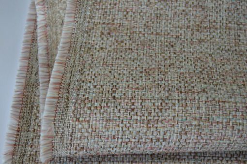 multicoloured brown pink teal upholstery fabric weave robust ideal for sofa - Image 9