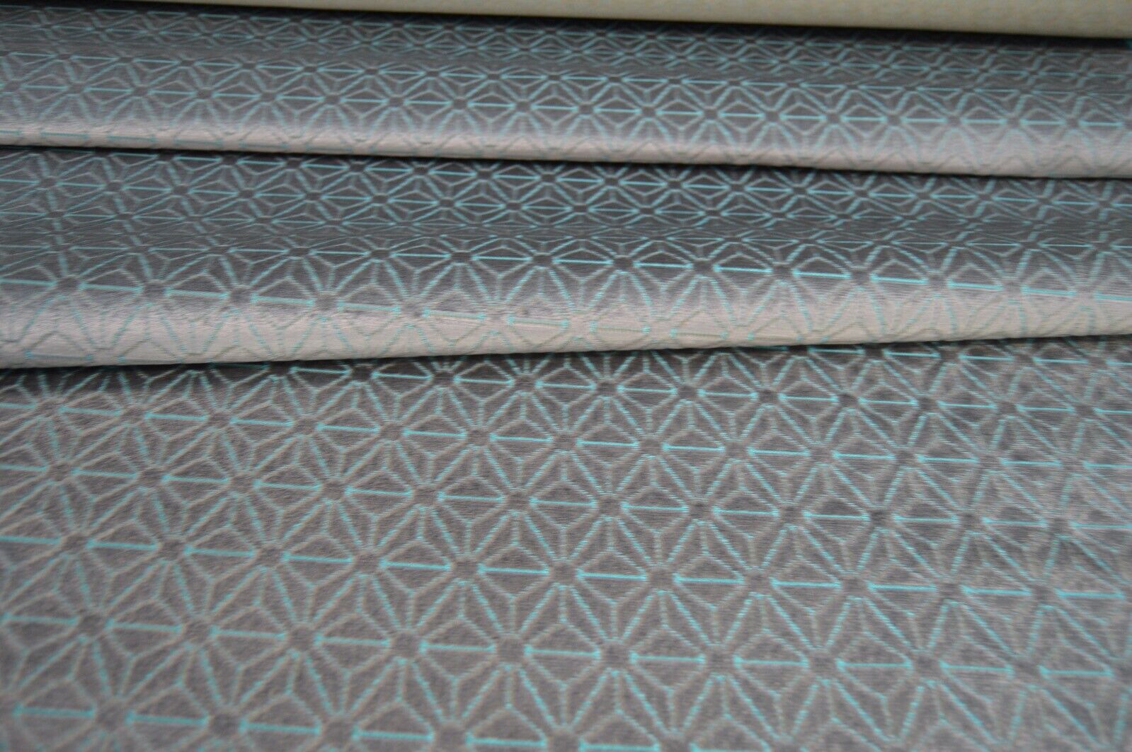 upholstery fabric geometric embossed velvety silver turquoise shades