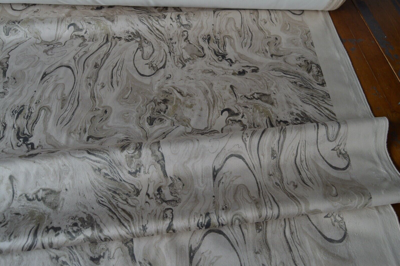 upholstery fabric velvet flock marble geometric sage beige shades robust - Image 4