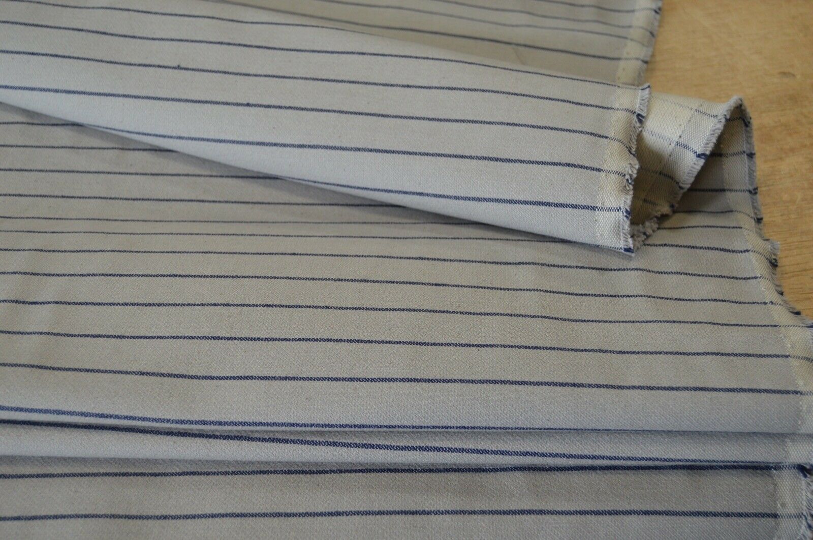 blue striped grey back ground upholstery fabric linen style robust durable thick Dales Fabrics
