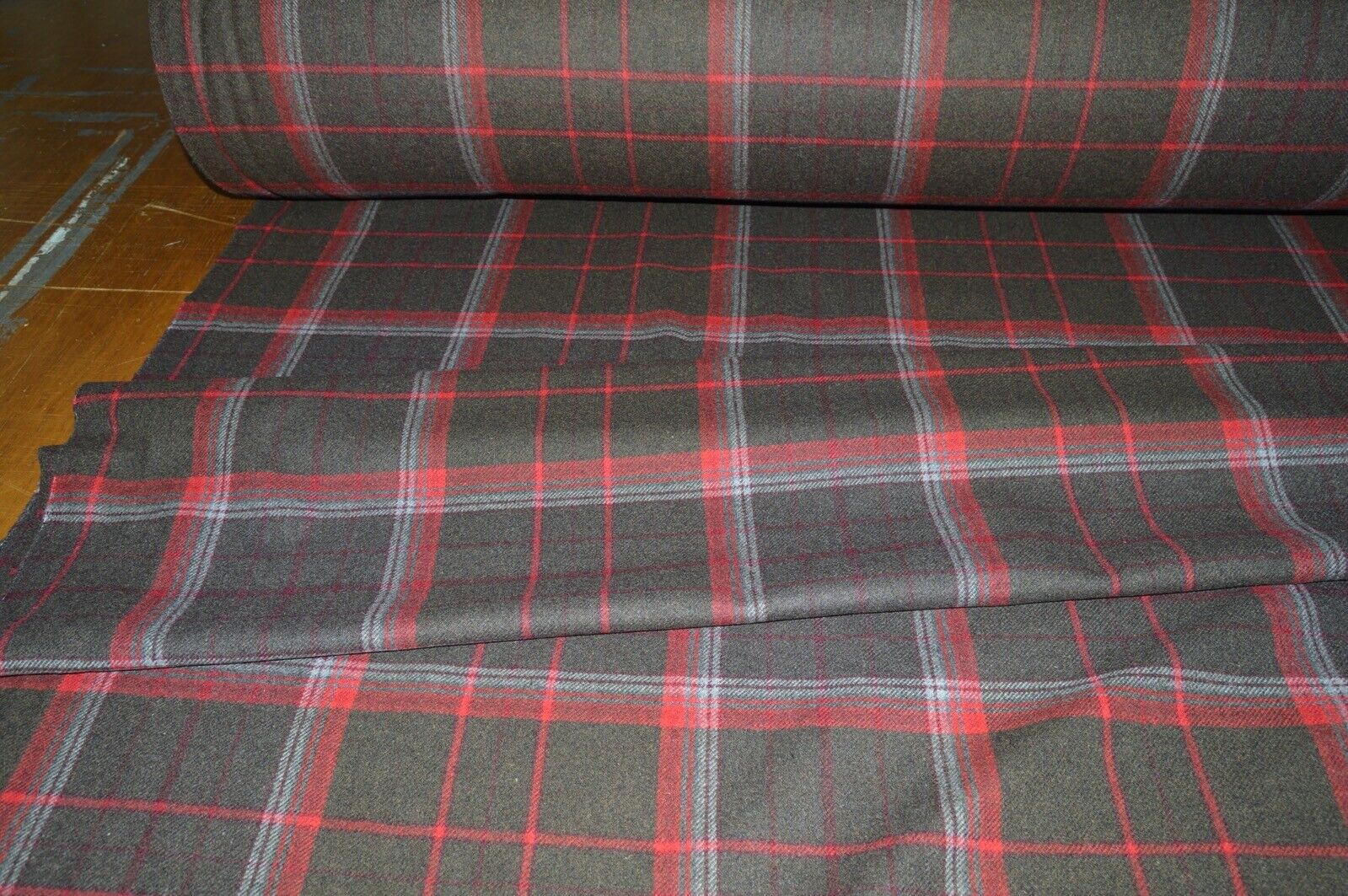 fabric wool upholstery Warwick madder range brown red check - Image 4