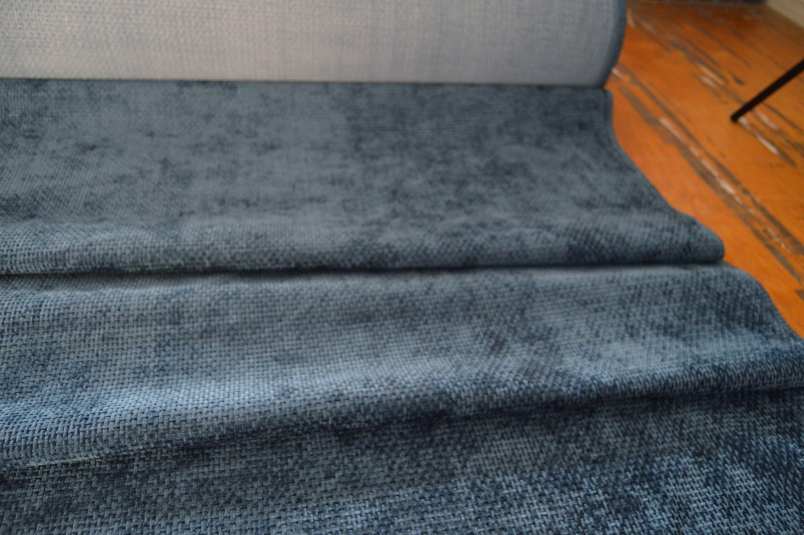 upholstery fabric Mobus dark blue chunky basket weave soft chenille robust