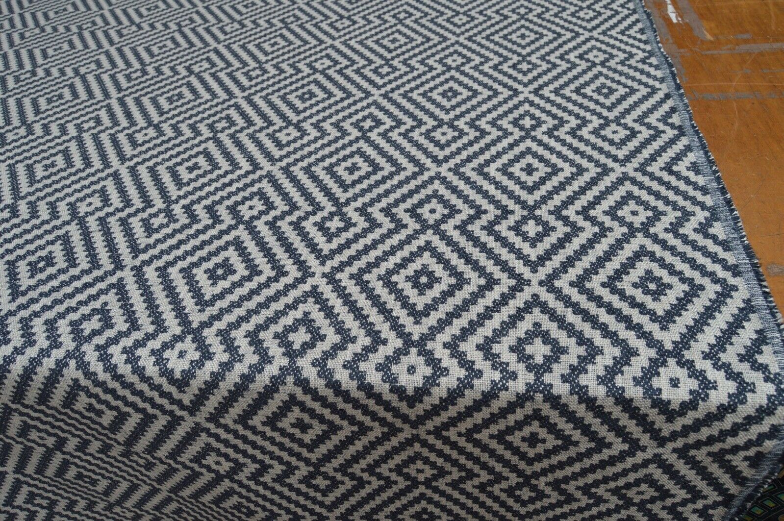 upholstery fabric charcoal beige aztec linen look weave robust - Image 3