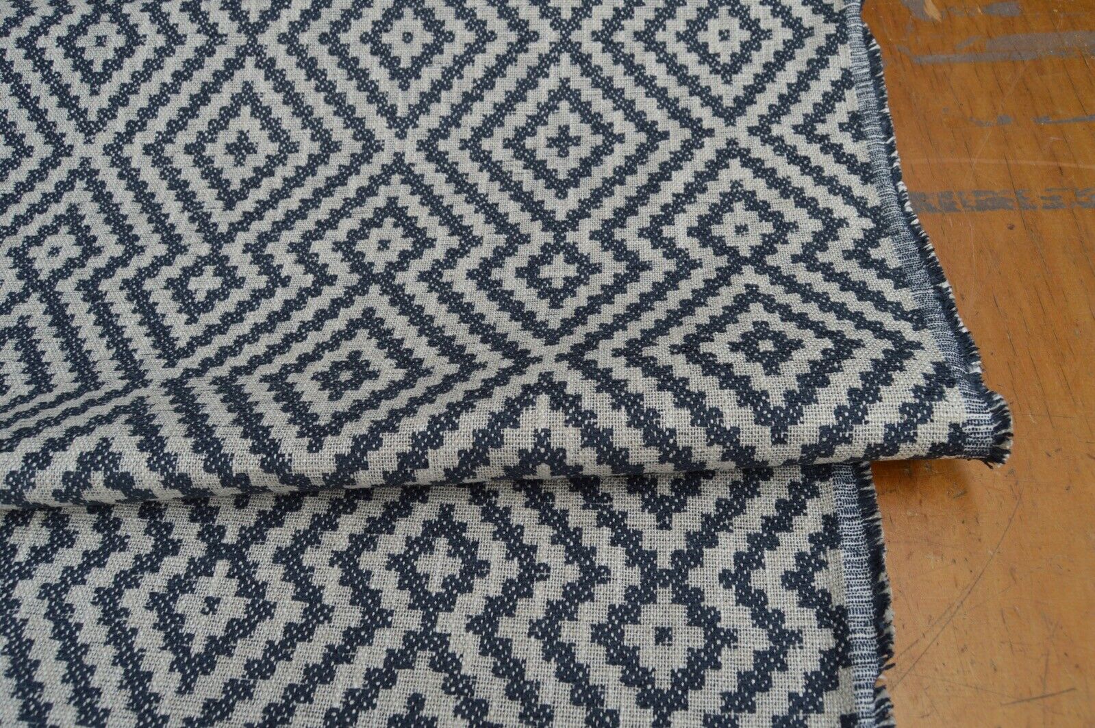upholstery fabric charcoal beige aztec linen look weave robust - Image 6