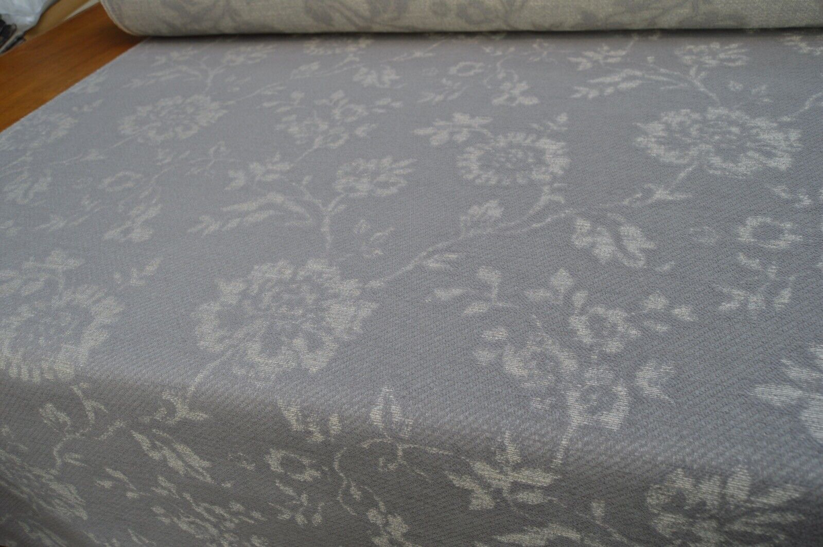 upholstery fabric grey cream floral soft chenille robust durable - Image 4