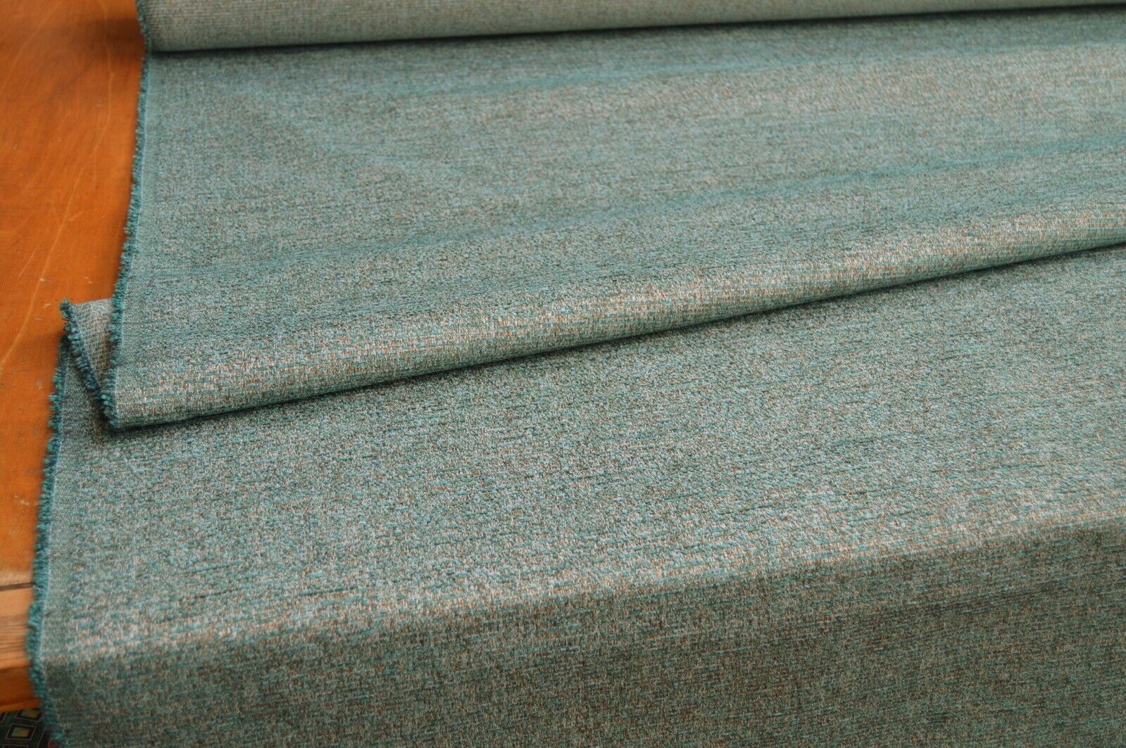 upholstery fabric teal brown beige shades chenille weave robust durable - Image 4