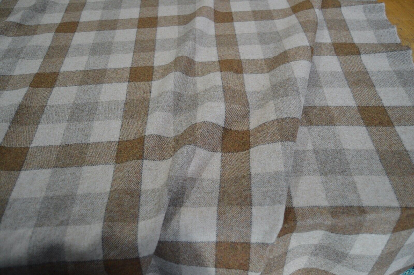 fabric wool upholstery Art of the loom Gingerbread Rupert check 100% wool