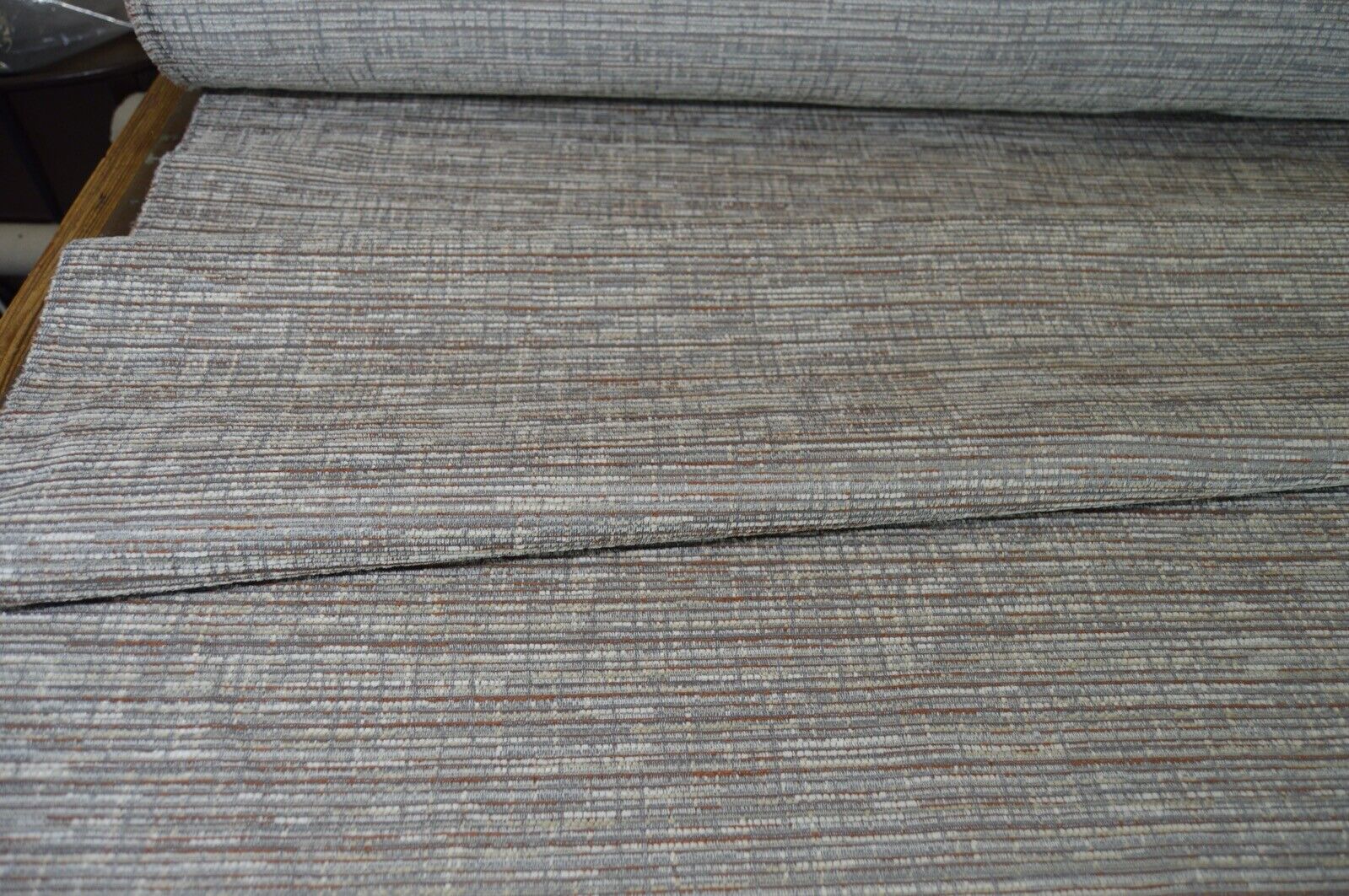 upholstery fabric grey silver terracotta fleck chenille robust durable - Image 4