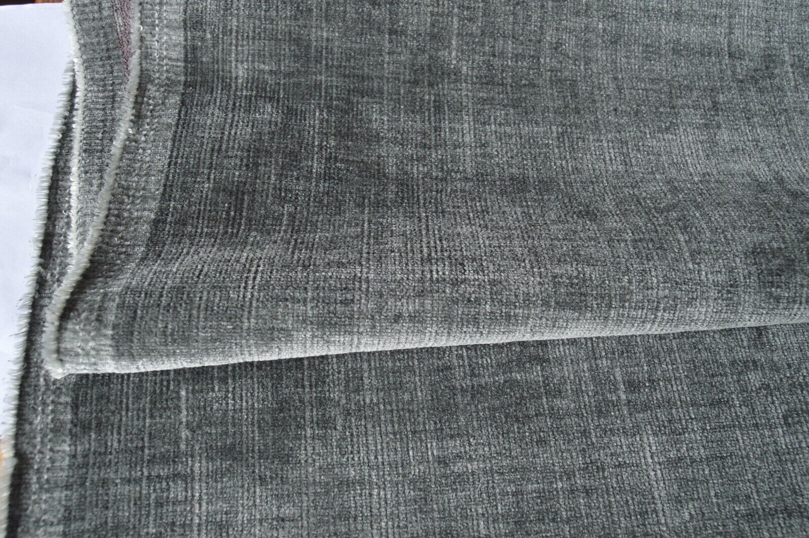 upholstery fabric mid grey soft feel slight grain design chenille robust