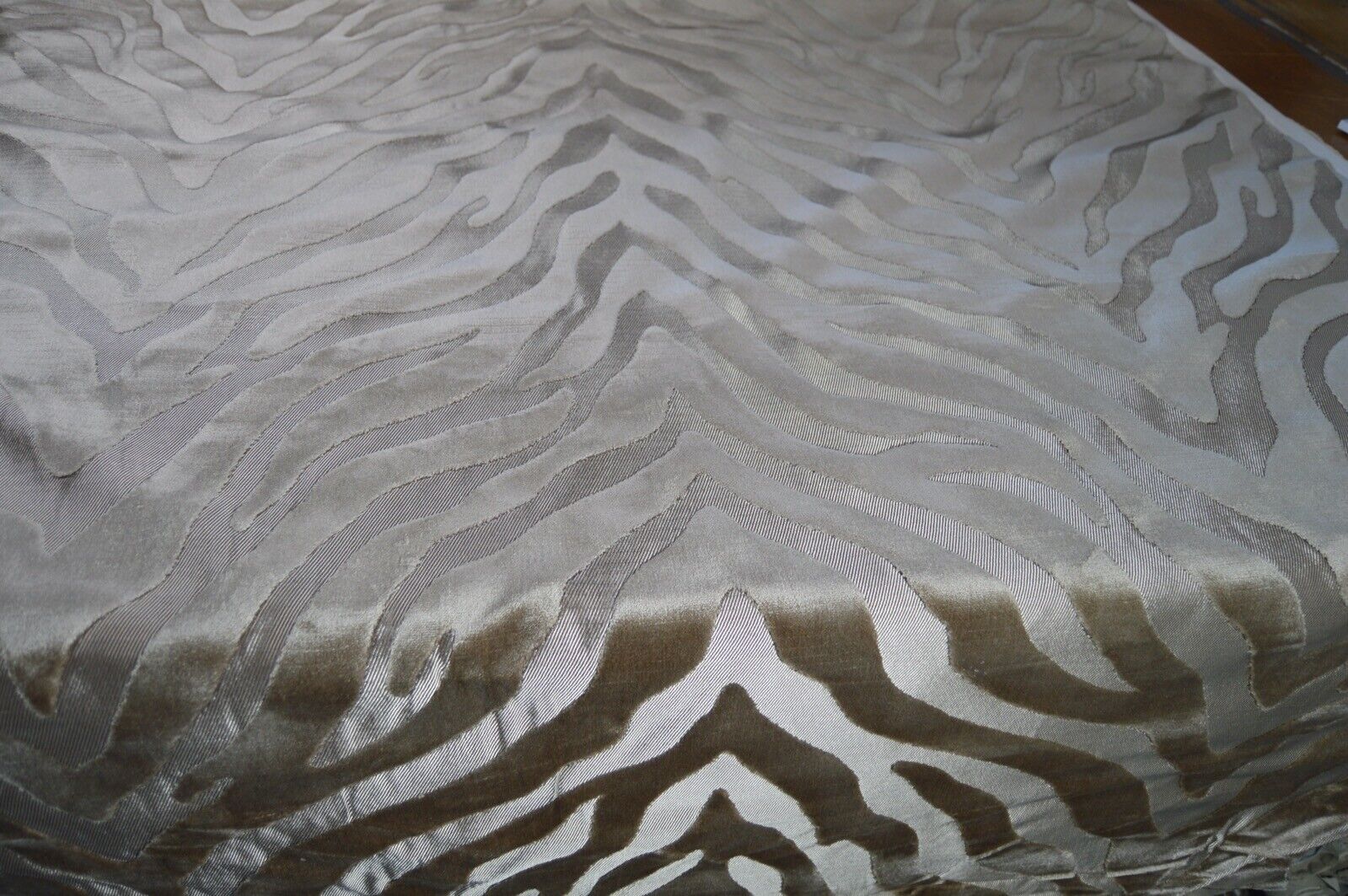 upholstery fabric zebra embossed velvet honey on gold metallic back ground - Image 3
