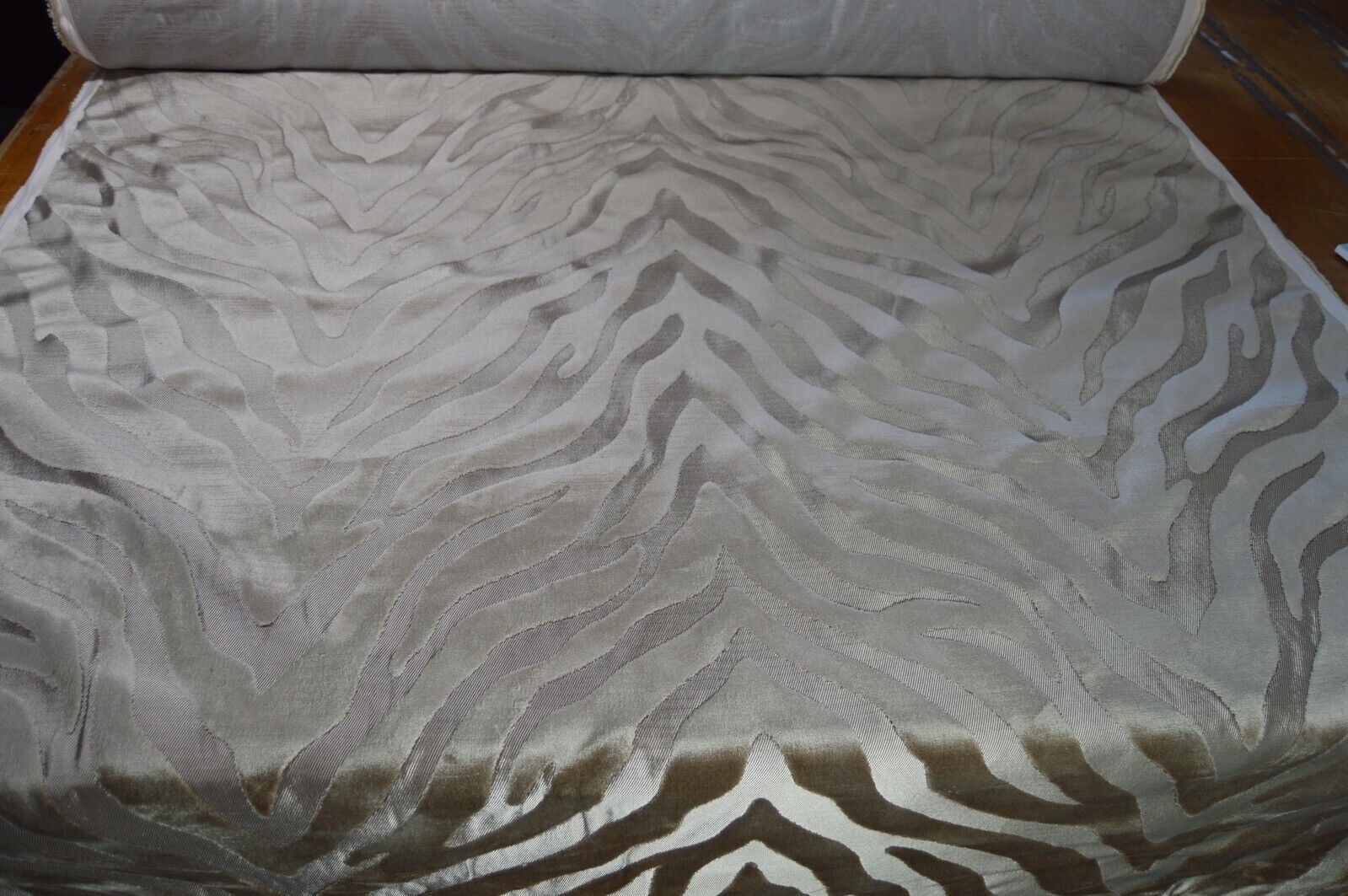 upholstery fabric zebra embossed velvet honey on gold metallic back ground