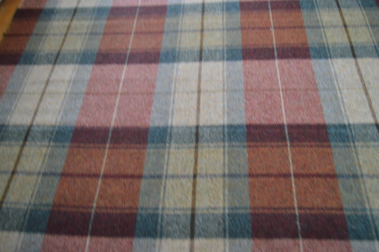 fabric wool upholstery Warwick Eltham Autumn brown red check 1.2 metre piece - Image 5
