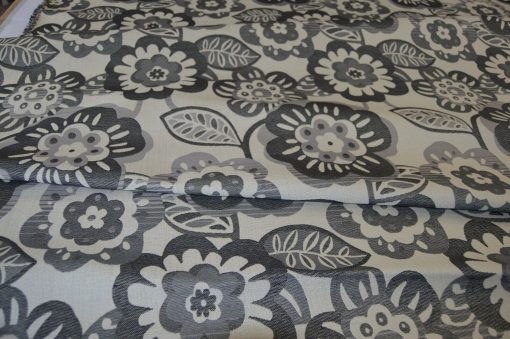 grey cream upholstery fabric retro flower robust flat weave idea for sofa - Image 11