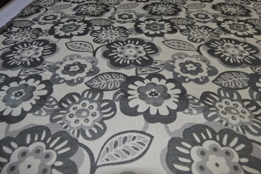 grey cream upholstery fabric retro flower robust flat weave idea for sofa - Image 3